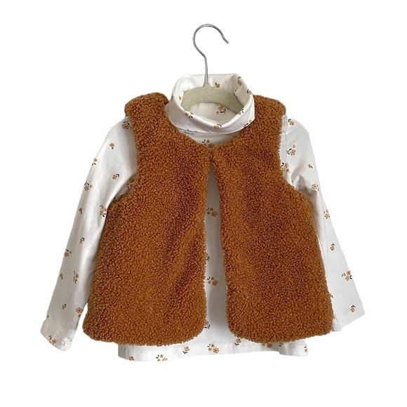 Rachel Zoe Toddler Girls Floral Print Turtleneck & Vest Set 2T - Picture 1 of 9
